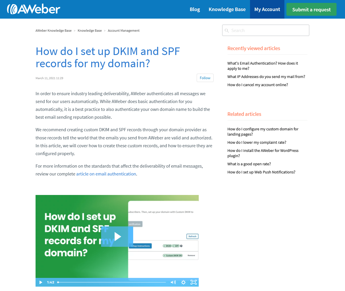 AWeber's DKIM setup guide