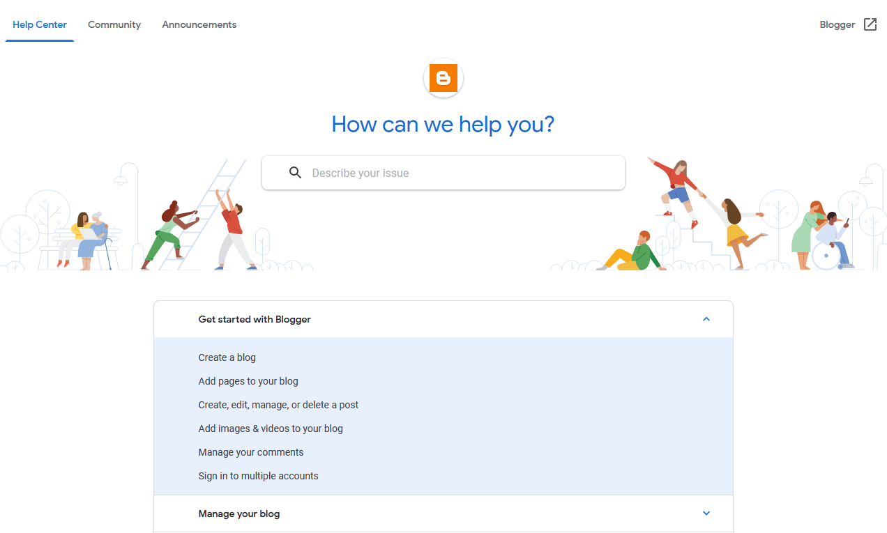 Blogger help center