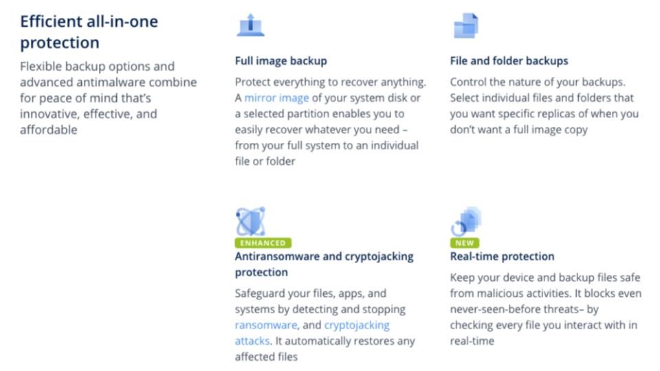 acronis true image version comparison