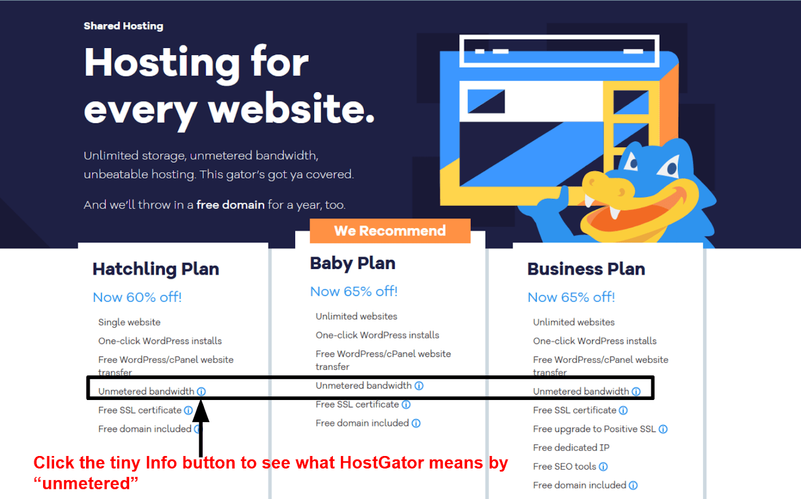 HostGator shared hosting plans