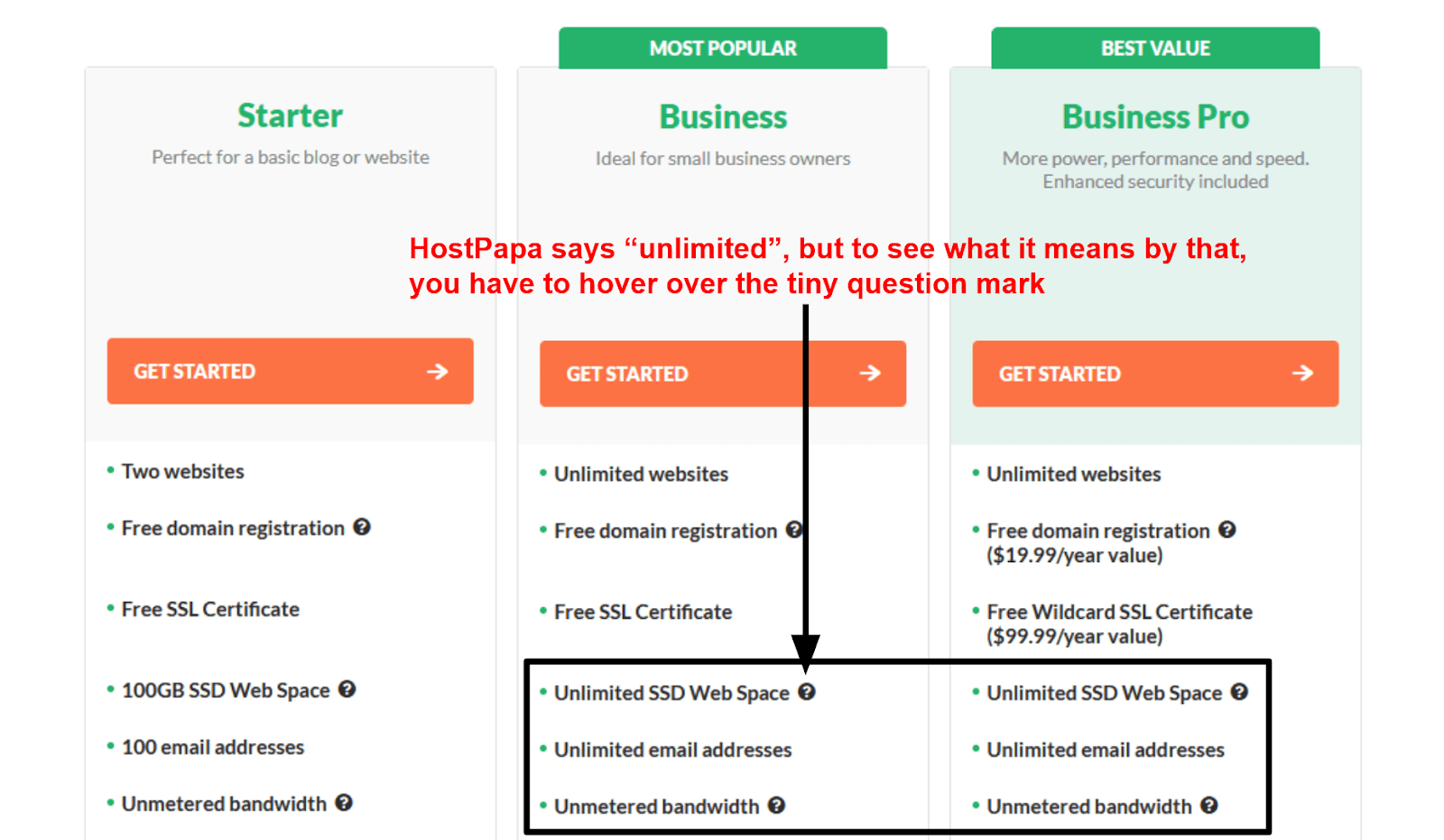 HostPapa shared hosting plans