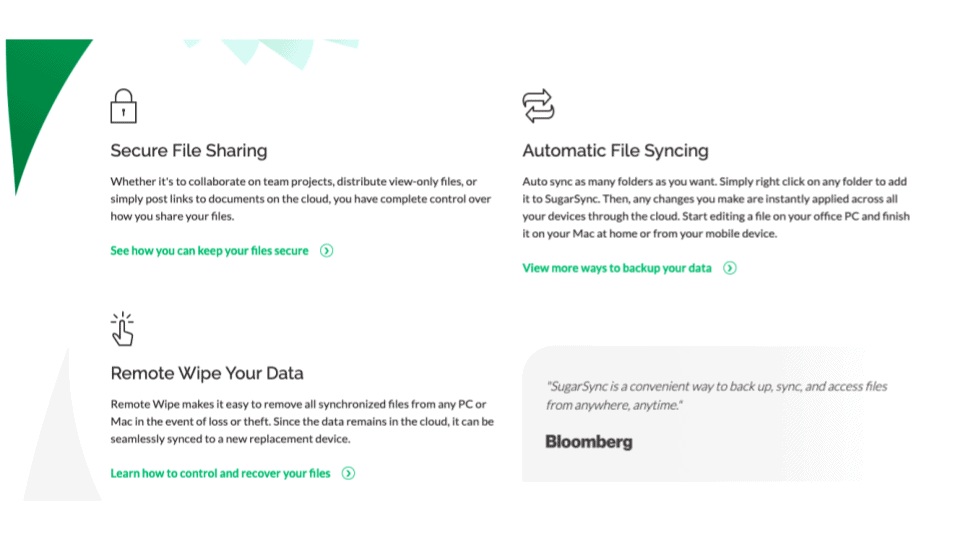 SugarSync cloud backup features