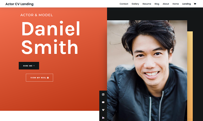 Divi Actor CV landing page demo
