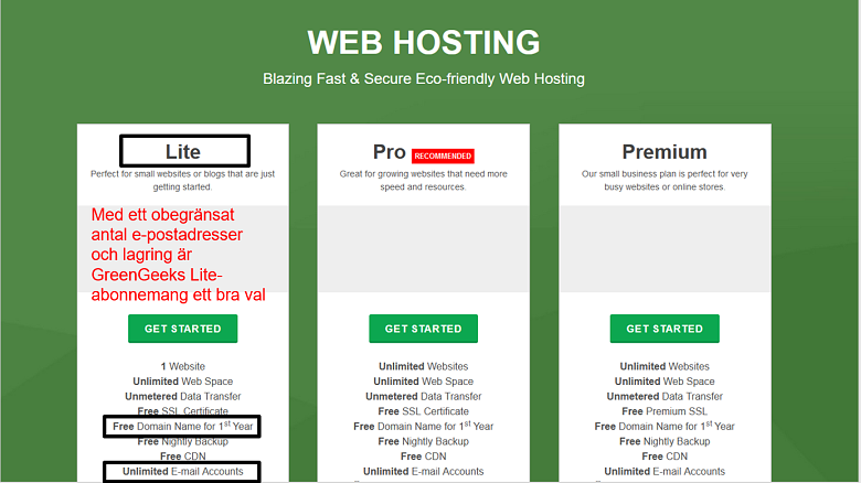 GreenGeeks - email hosting