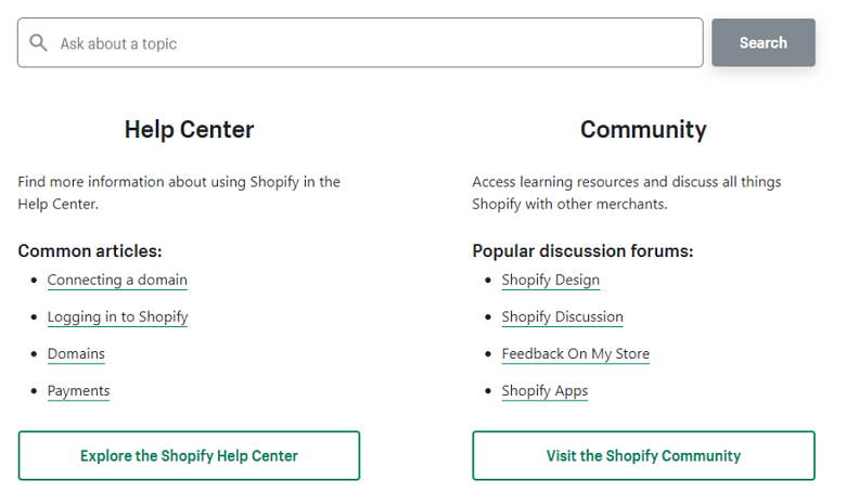 Shopify Support Center