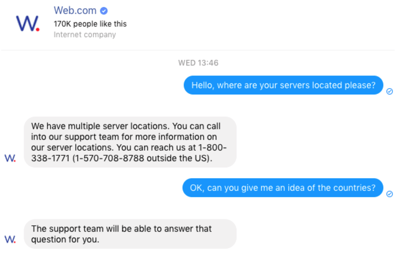 Web.com Facebook Support Chat