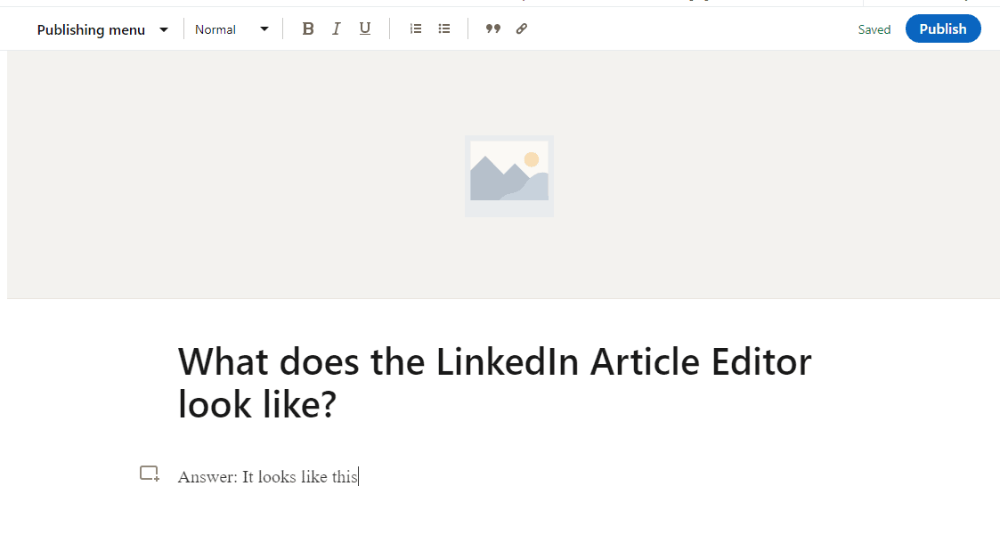 Linkedin article editor