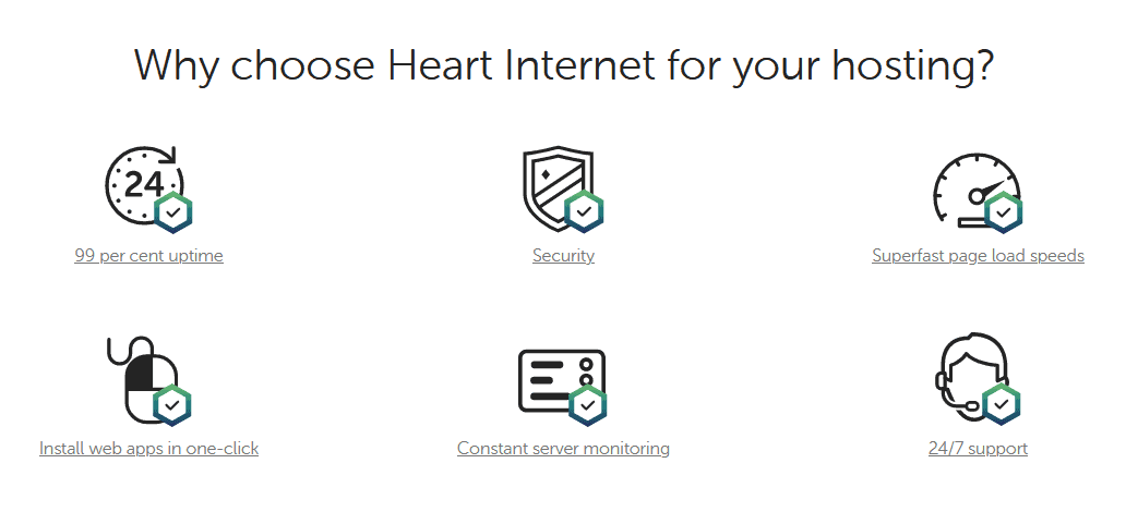 Heart Internet - shared hosting features