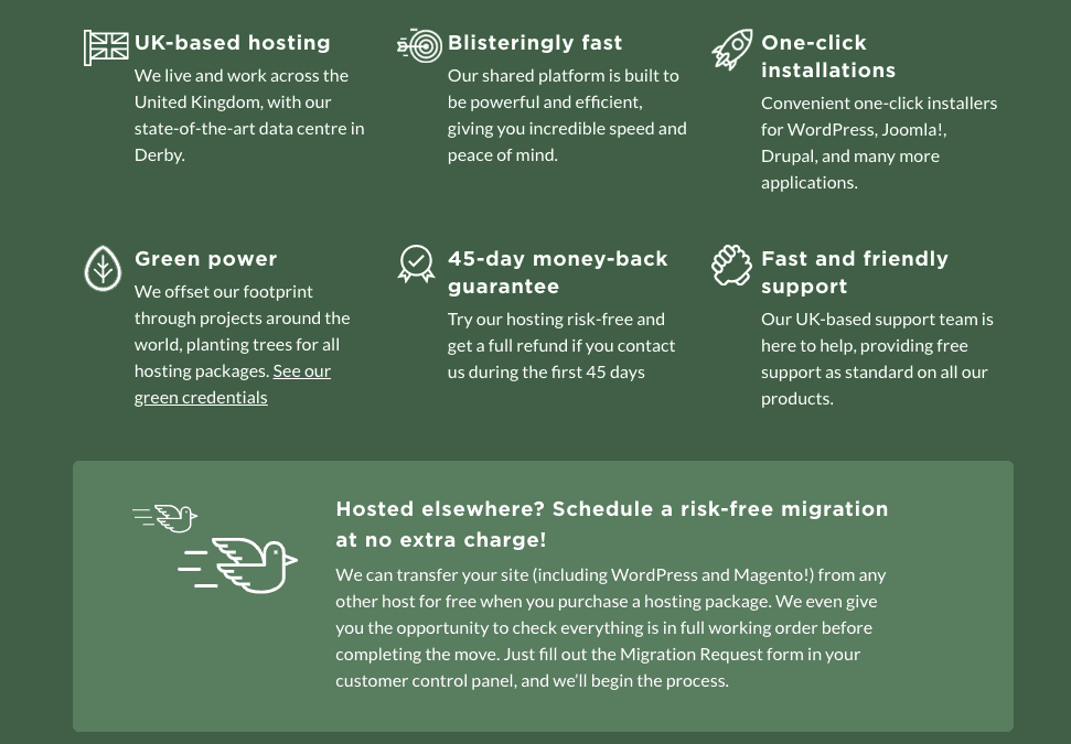 Eco Web Hosting - shared hosting features