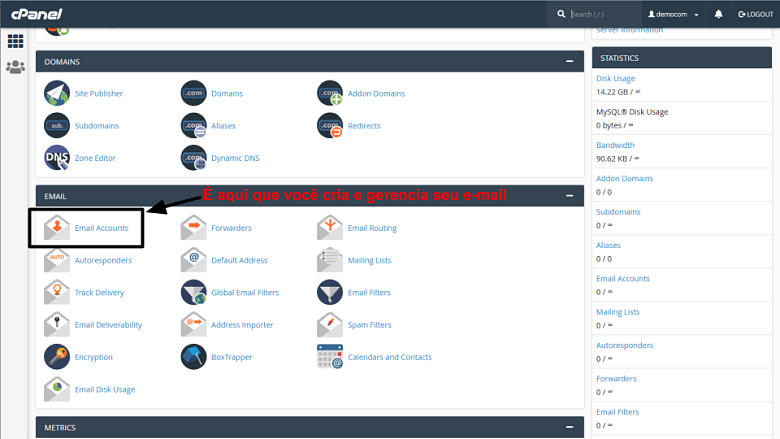 cPanel - main page 1