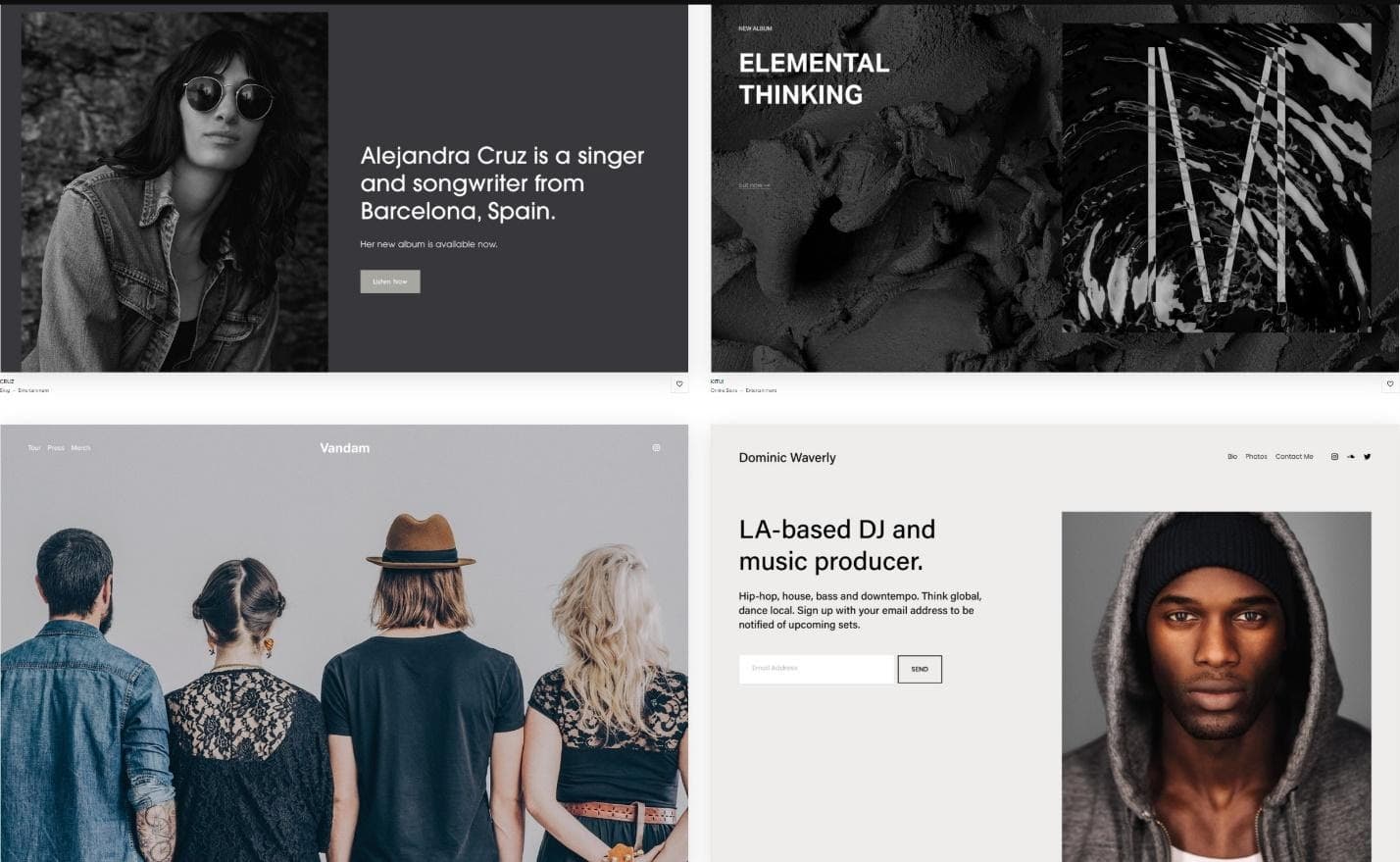 Squarespace templates for musicians