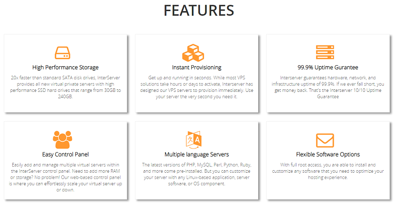 InterServer cloud VPS feature list