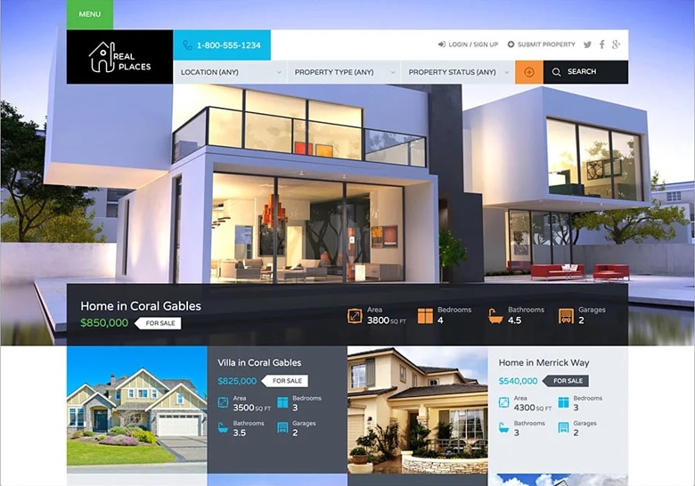 Fiverr freelancer amirdeveloperr's sample real estate website