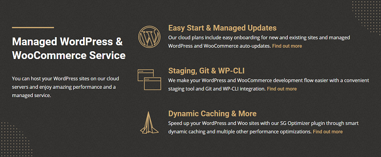 SiteGround managed WordPress feature list