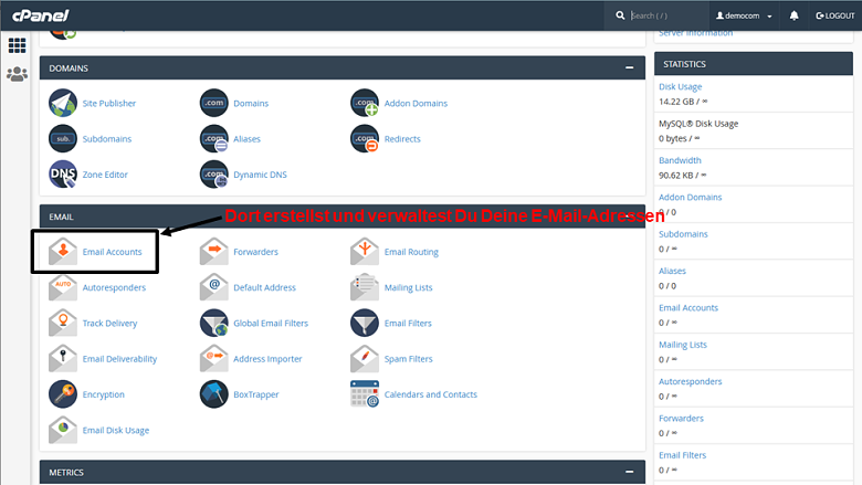 cPanel - main page 1