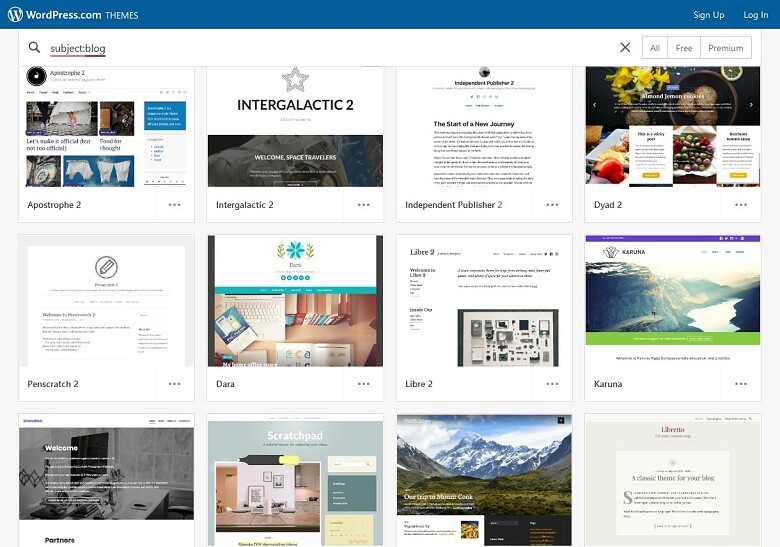 Wordpress.com blog themes