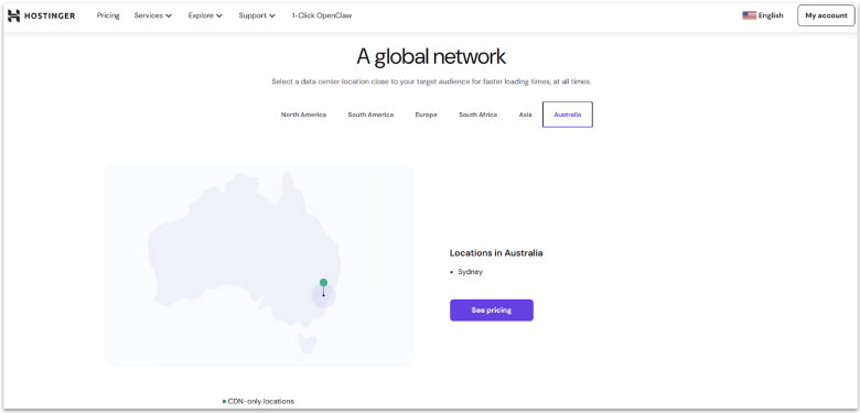 Hostinger Australia Datacenter Location.