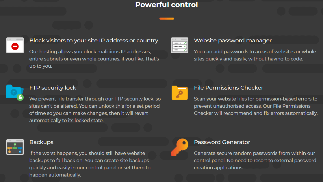 List of 20i's security features