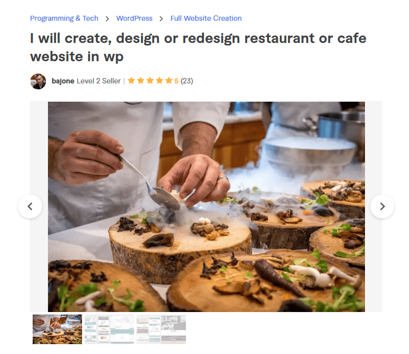 Fiverr freelancer bajone restaurant website design