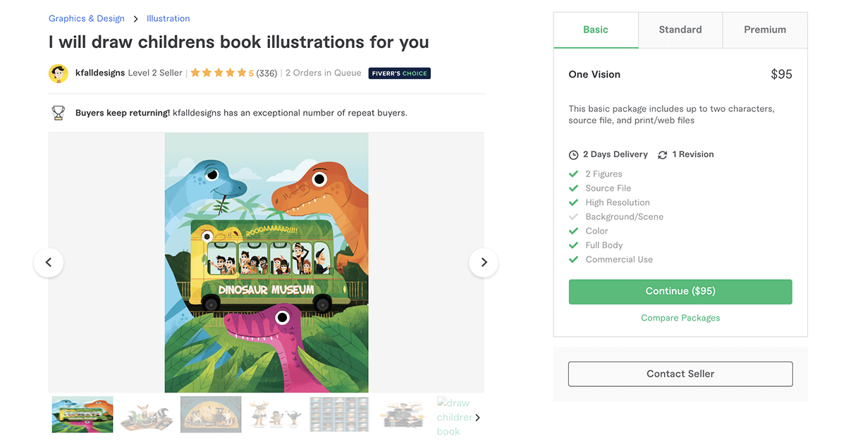 children's book illustration gig on Fiverr