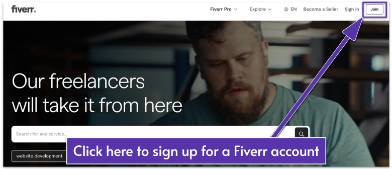 Fiverr's homepage