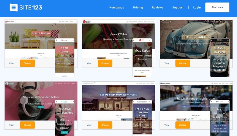 SITE123 business templates