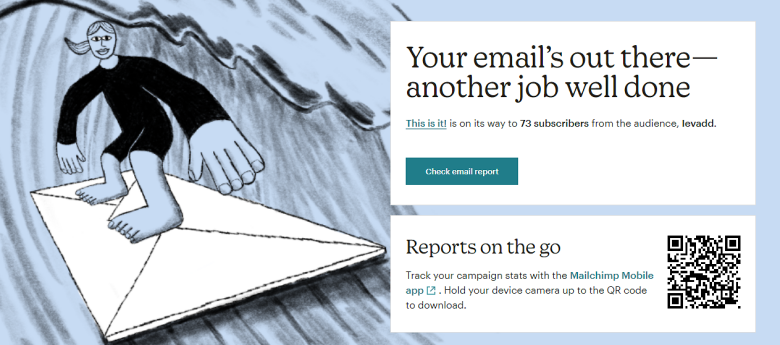 Mailchimp 'campaign sent' page