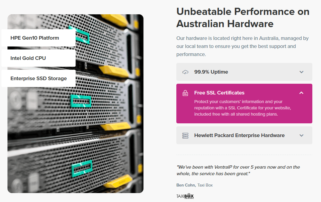 VentraIP - hardware specifications