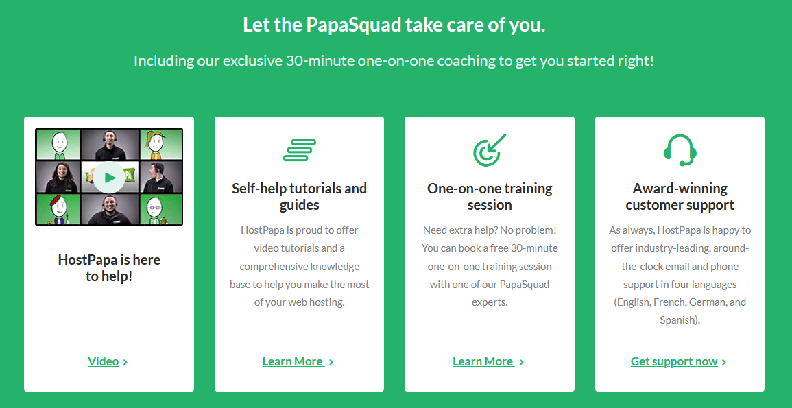 HostPapa - customer support options