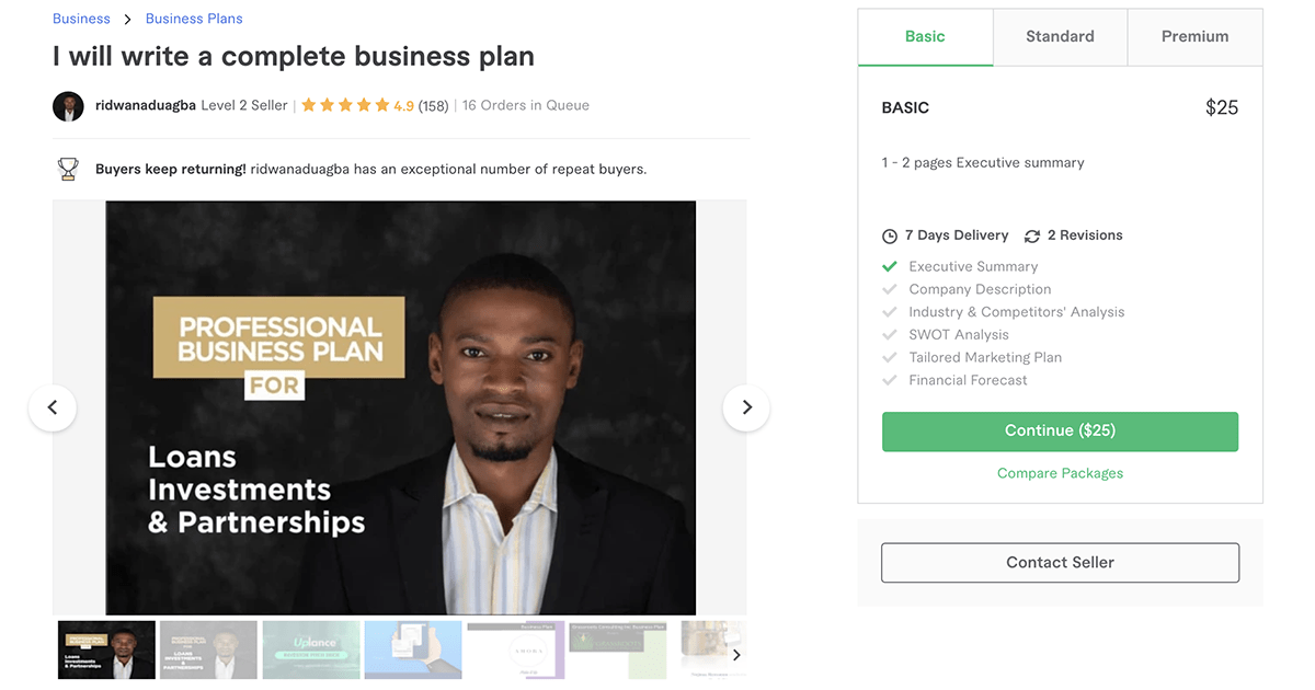 business plan writer on Fiverr – Ridwanaduagba