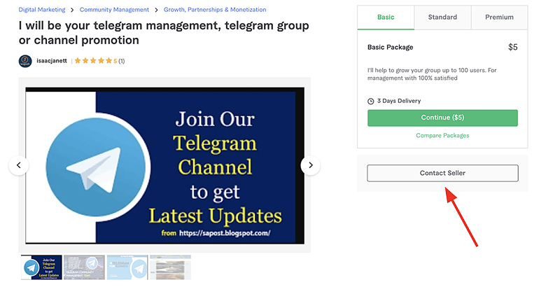 contact Telegram marketers on Fiverr