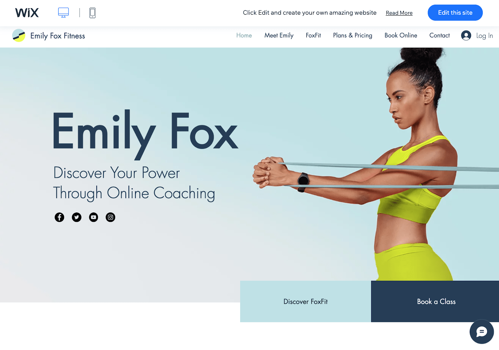 Wix fitness trainer template
