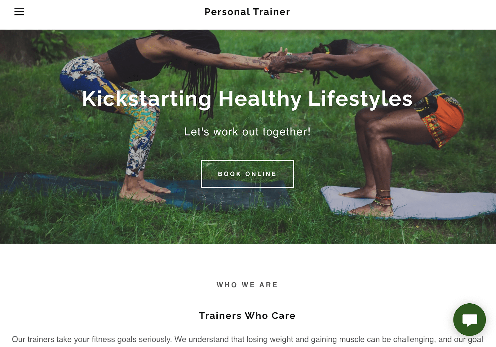 GoDaddy auto-generated site for a personal trainer