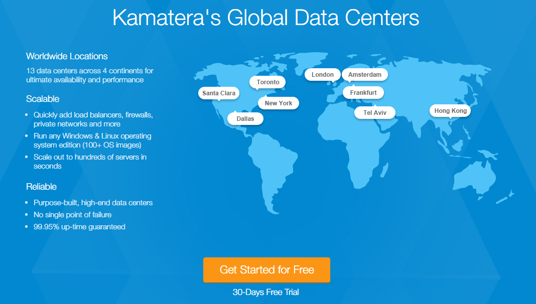 Map of Kamatera's data centers