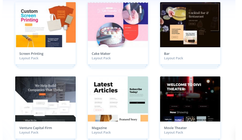 Divi Template Gallery