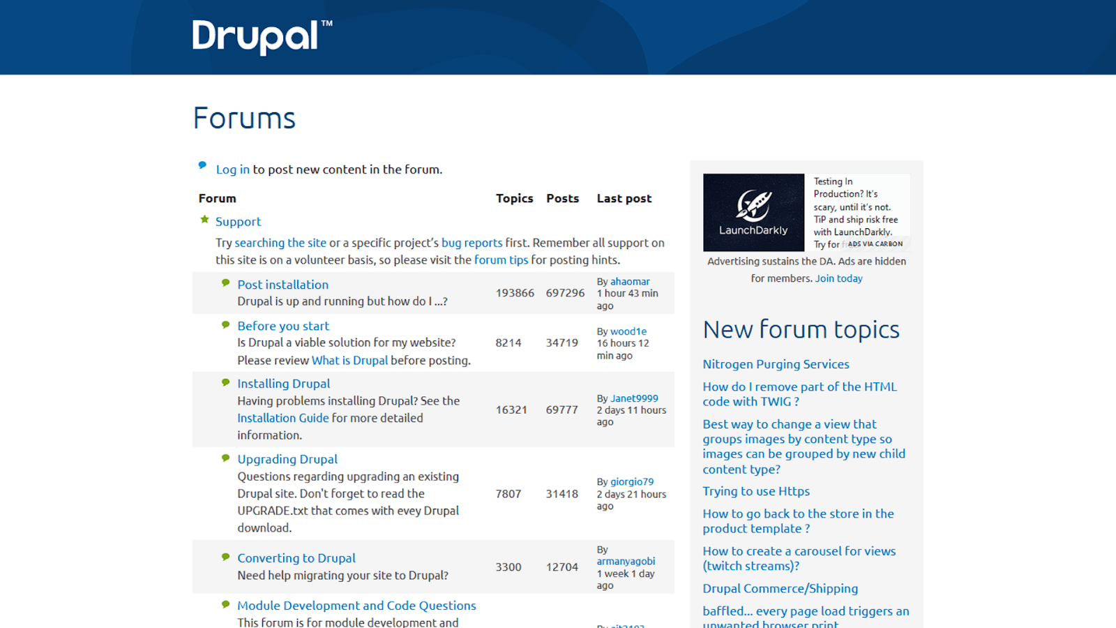 Alt: Drupal - support forums