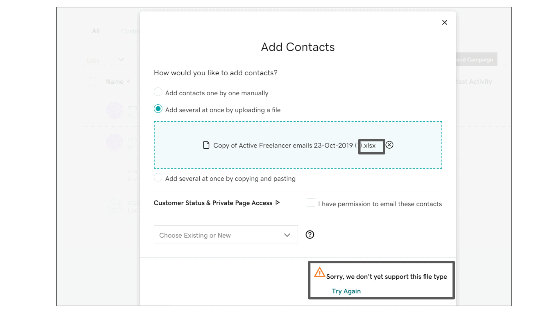 godaddy-contact-list-uploader-not-supporting-xlsx-files