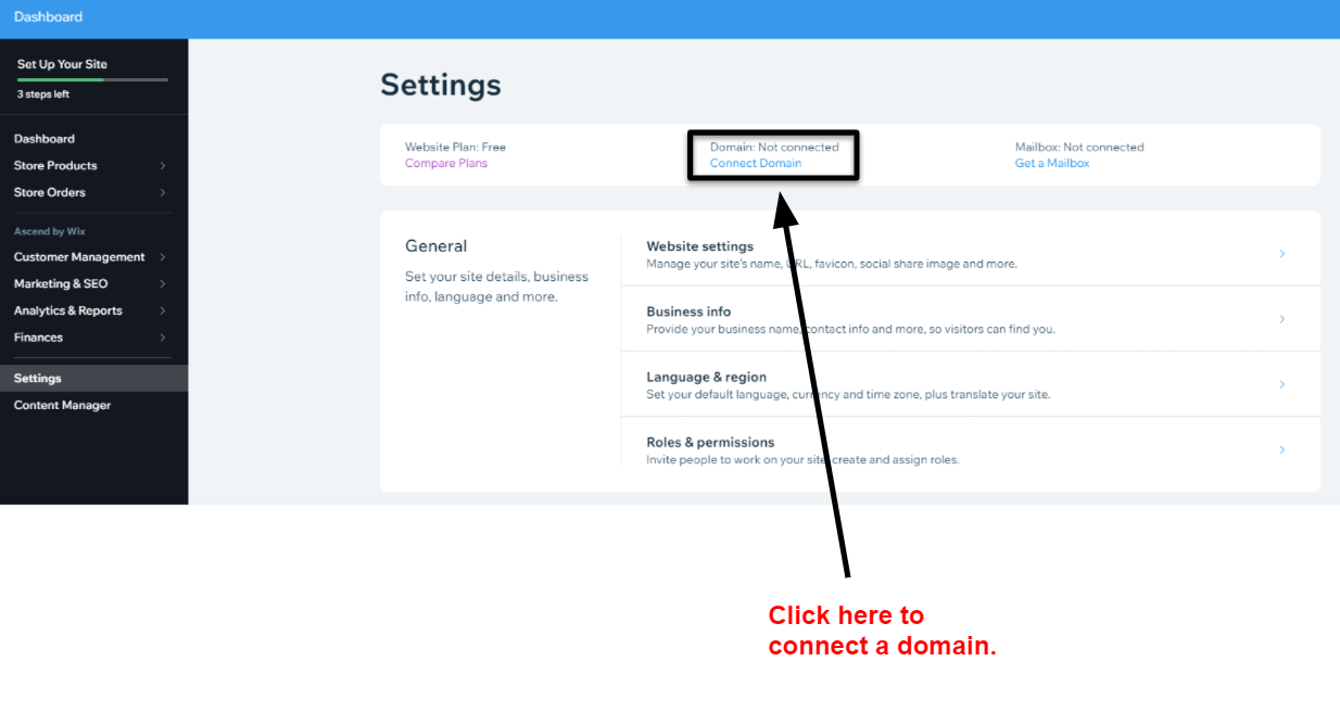 Wix connect a domain