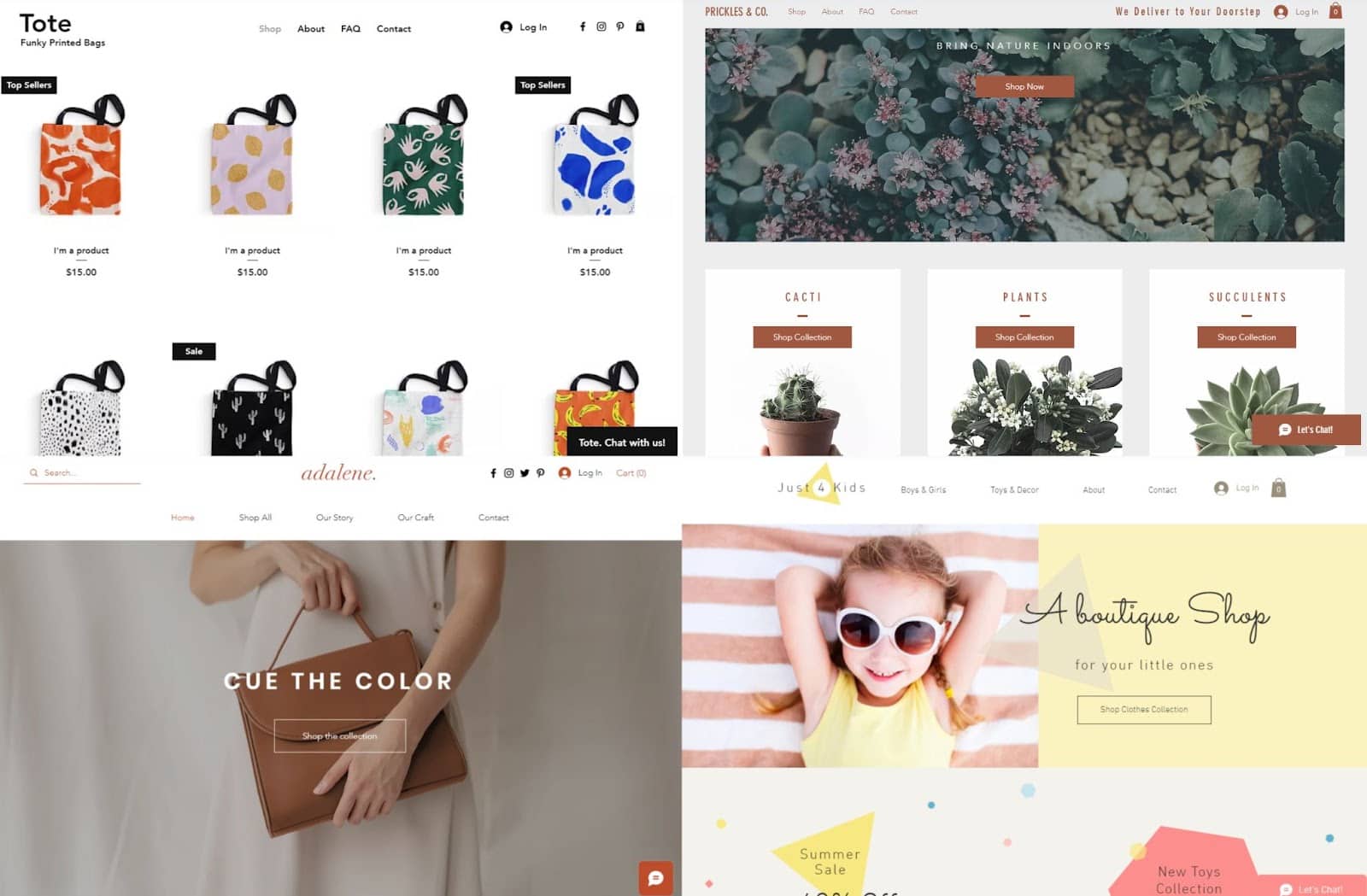 Wix online botique templates