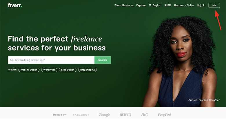 join Fiverr to sell writing services