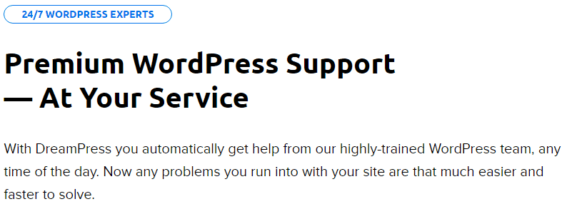 Description of DreamHost's WordPress support