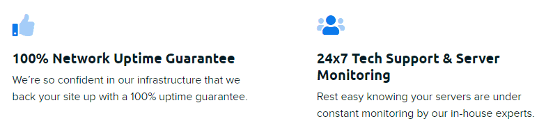 At least DreamHost guarantees 100% uptime and 24/7 server monitoring