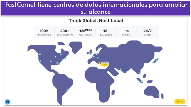 FastComet tiene centros de datos internacionales para ampliar su alcance