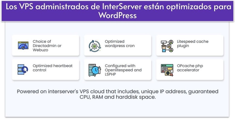 Los VPS administrados de InterServer están optimizados para WordPress