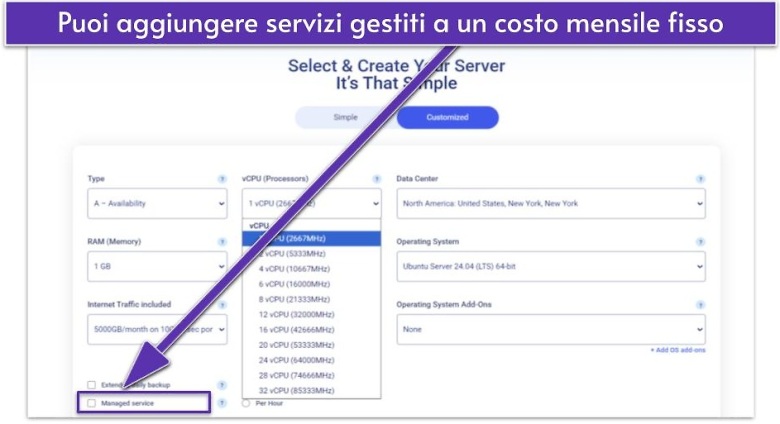 Puoi aggiungere servizi gestiti a un costo mensile fisso