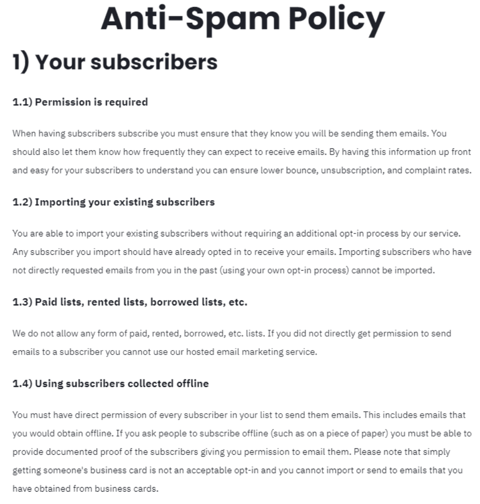 ActiveCampaign's anti-spam policy.