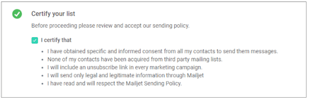 MailJet contact certification