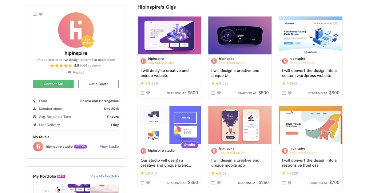 HipInspire - web designer on Fiverr