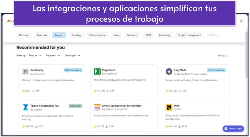 Las integraciones y aplicaciones simplifican tus procesos de trabajo
