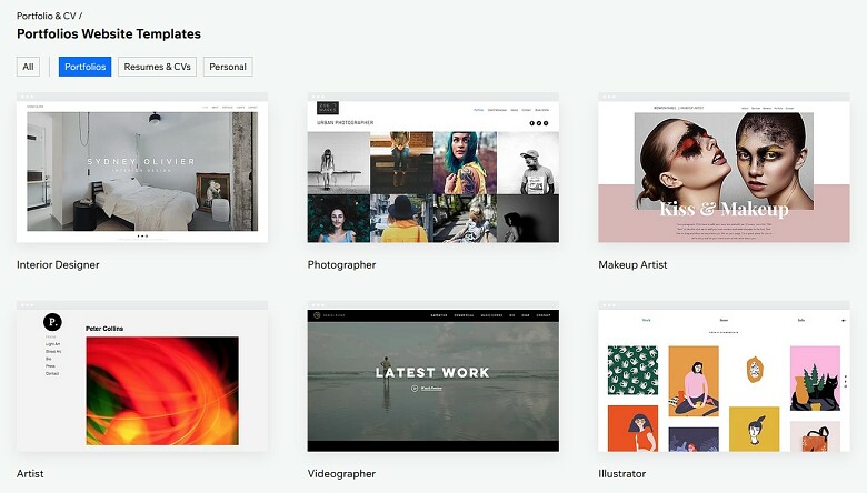 Wix portfolio templates